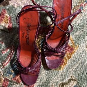 Yves Saint Laurent 70’s sling back heels burgundy vintage